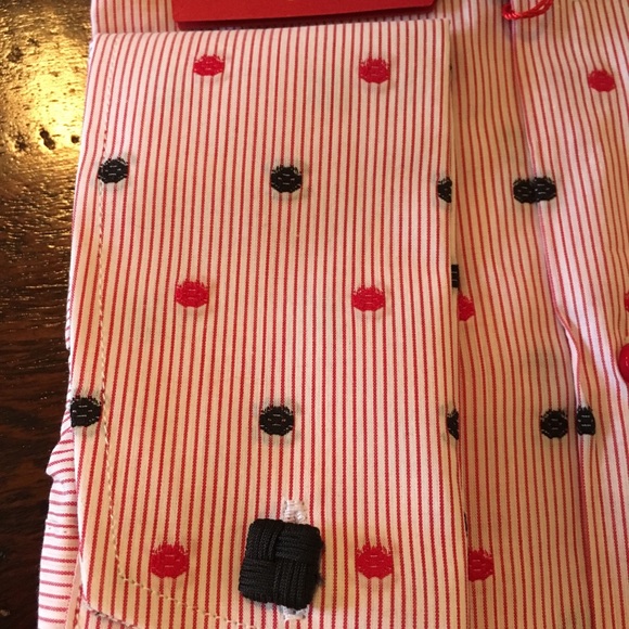 NEW Robert Lewis Dress Shirt Red/Black Polka Dots - Picture 5 of 6